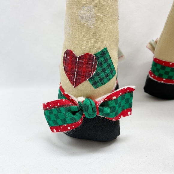 Vintage Handmade Folk Art Fabric Reindeer Couple Boy Girl 2 Pc. - Picture 16 of 16